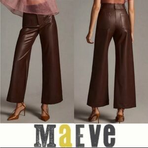 Anthropologie Maeve Colette Chocolate Wide-Leg faux leather Pants